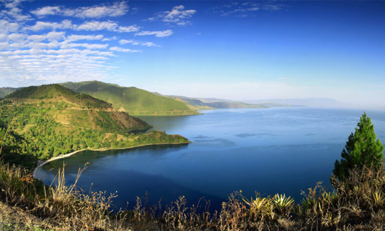 Magnificent view of Lake Toba, one of the greatest volcanic lake in the world