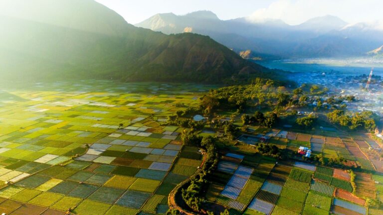 Sembalun Village that sits in a valley and at the base of Mount Rinjani
